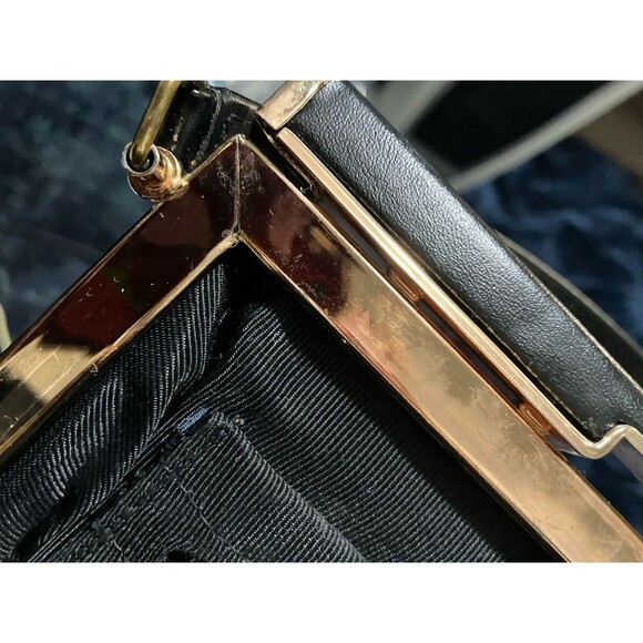 Vintage Air Step Clutch/Handbag Purse Black Faux Patent Leather metal frame MCM - Picture 16 of 16